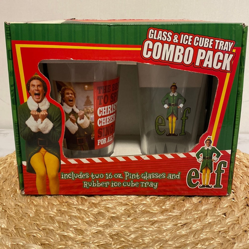 Elf glass and ice cube tray combo pack
